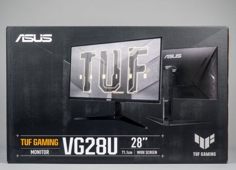 Moderner, aber zurückhaltender Motivkarton des Asus VG28UQL1A