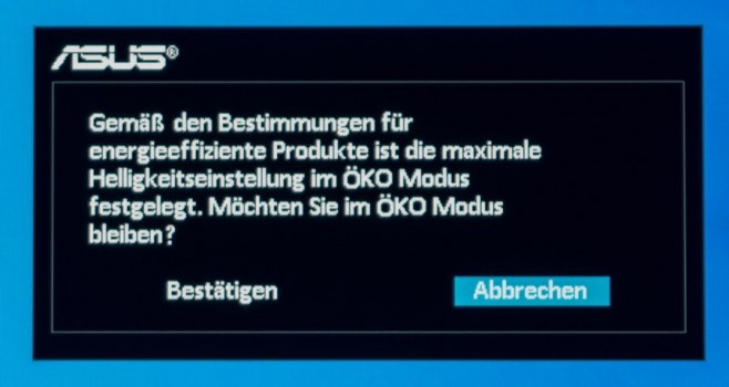 Meldung beim Zurücksetzen des Monitors