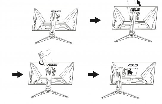 Demontage des Tragarms (aus dem ASUS-VG28UQL1A-Handbuch)