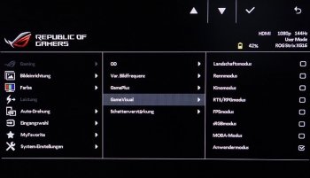 OSD GameVisual: Vordefinierte Bildmodi, speziell optimiert für Gamer