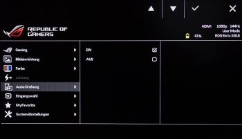 OSD Auto-Drehung: Einstellung für die Anzeige im Quer- oder Hochformat