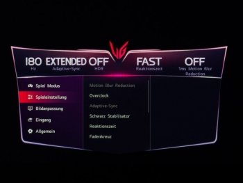 OSD: Spieleinstellung: Overclock für 180 Hz