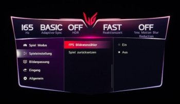 Auch eine fps-Anzeige ist nun im OSD aktivierbar