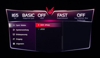 Für eine komplette Auswahl muss im OSD gescrollt werden