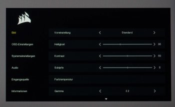 OSD: Das Hauptmenü geizt ein wenig mit Infos