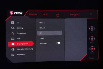 OSD Eingangsquelle: Auswahl der Signalquelle