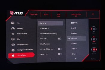 OSD Einstellung: Weitere Einstellungsoptionen und Zurücksetzen des Monitors auf die Werkseinstellungen
