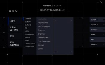 Einstellungsmenü über die Software „Elite Display Controller“ (Teil 1)