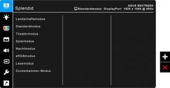 OSD: Splendid-Bildmodi (Screenshot: ASUS-Handbuch)