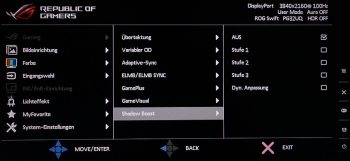 OSD Shadow Boost: Verbesserung der Schwarzstufendarstellung