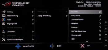 OSD MyFavorite: Belegung der zwei Schnellzugriffstasten und zwei Einstellungsprofile