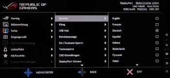 OSD System-Einstellungen: Alle sonstigen Optionen sind in diesem Menü zusammengefasst