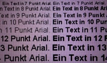 Darstellung von Schrift bei HD-Auflösung und VividPixel 100