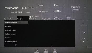OSD Anzeige: Menü für die Optimierung der Anzeige