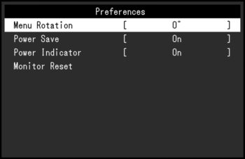 OSD: Präferenzen (Screenshot: EIZO-Handbuch)