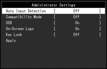 OSD: Administrator-Einstellungen (Screenshot: EIZO-Handbuch)
