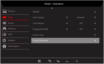 OSD: Es bietet eine enorme Konfigurierbarkeit (Screenshot: Acer-Handbuch)