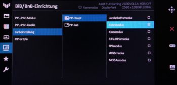 OSD: Sogar der Bildmodus kann für jedes Fenster extra eingestellt werden