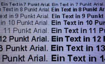 Darstellung von Schrift bei HD-Auflösung und VividPixel 50