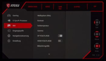 OSD: Kategorie „Gaming“ 