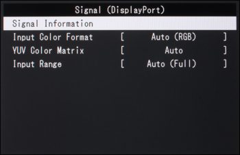 Menü (OSD): Signal