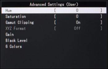 Menü (OSD): Color=>Advanced