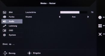 OSD Audio: Laustärke und Stummschaltung werden angeboten