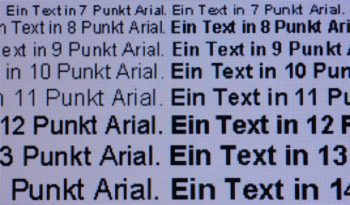 Darstellung von Schrift bei Full-HD-Auflösung, "Superscharf" ist deaktiviert