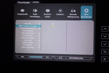 OSD Menüeinstellungen: Diverse weitere Optionen sind hier zu finden, etwa FreeSync Premium, …