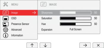 OSD: Bildeinstellungen (Screenshot: Fujitsu-Handbuch)