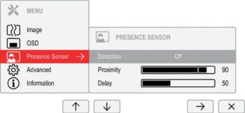 OSD: Setup Presence-Sensor (Screenshot: Fujitsu-Handbuch)