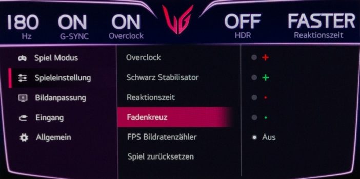 Gaming-Einstellungen im OSD