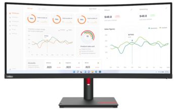 Lenovo: UWQHD-Display mit USB-C-Dockingstation Lenovo ThinkVision T34w-30 (Bild: Lenovo)