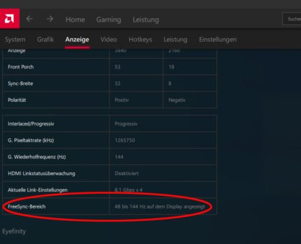 Die Range von FreeSync liegt zwischen 48 bis 144 Hz