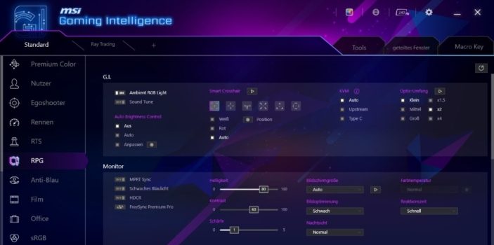 Die MSI-Software Gaming Intelligence