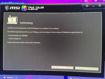 Kalibrierung: Verbindung mit dem Kolorimeter herstellen