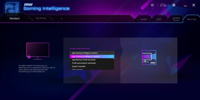 Makro-Taste erhält erst nach der Installation von MSI Gaming Intelligence eine Funktion