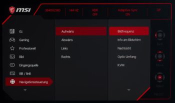 OSD: Die Funktionsmenüs lassen sich unter "Navigationssteuerung" anders belegen