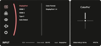 OSD: Wahl der Signalquelle (Screenshot: ViewSonic-Handbuch)