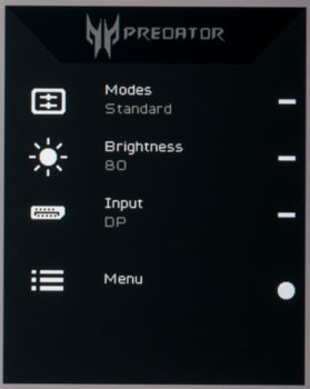 Schnellmenü des Acer Predator X32FP
