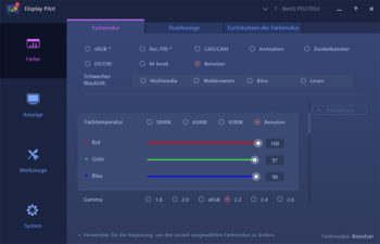 Display Pilot bietet umfangreiche Einstellungsmöglichkeiten an