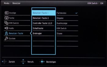 OSD: Benutzer-Taste: Individuelle Belegung der zwei Tasten am Monitor …