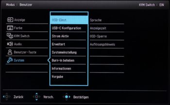 OSD System: Zahlreiche weitere Einstellungen sind in dieser Kategorie gelistet