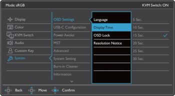 OSD: Systemeinstellungen (Screenshot: BenQ-Handbuch)