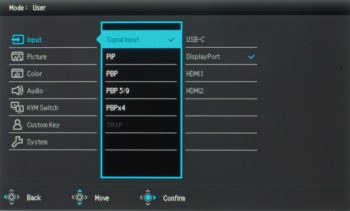 Menü (OSD): Input