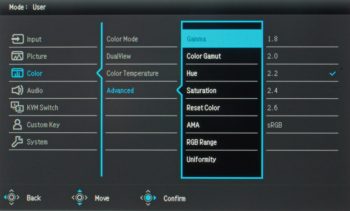 Menü (OSD): Color (Gamma)