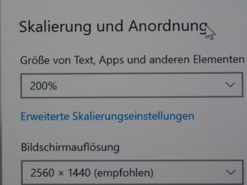 Textwiedergabe native Auflösung