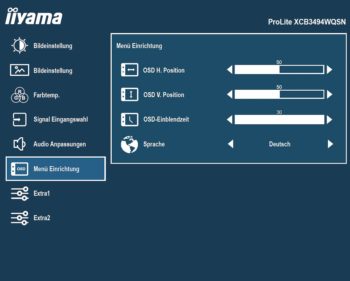 OSD: OSD-Einstellungen (Screenshot: iiyama-Handbuch)