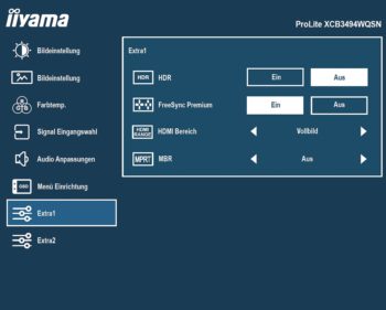 OSD: Extra1 (Screenshot: iiyama-Handbuch)