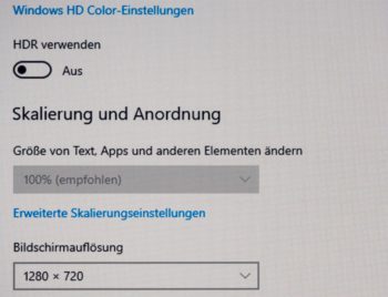 Textwiedergabe bei 1280 x 720 Pixeln